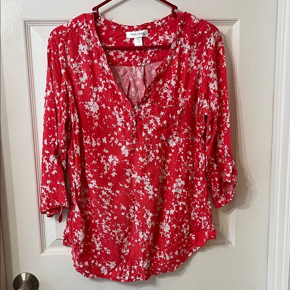 Motherhood Maternity Tops - Motherhood Maternity Pink and White Blouse